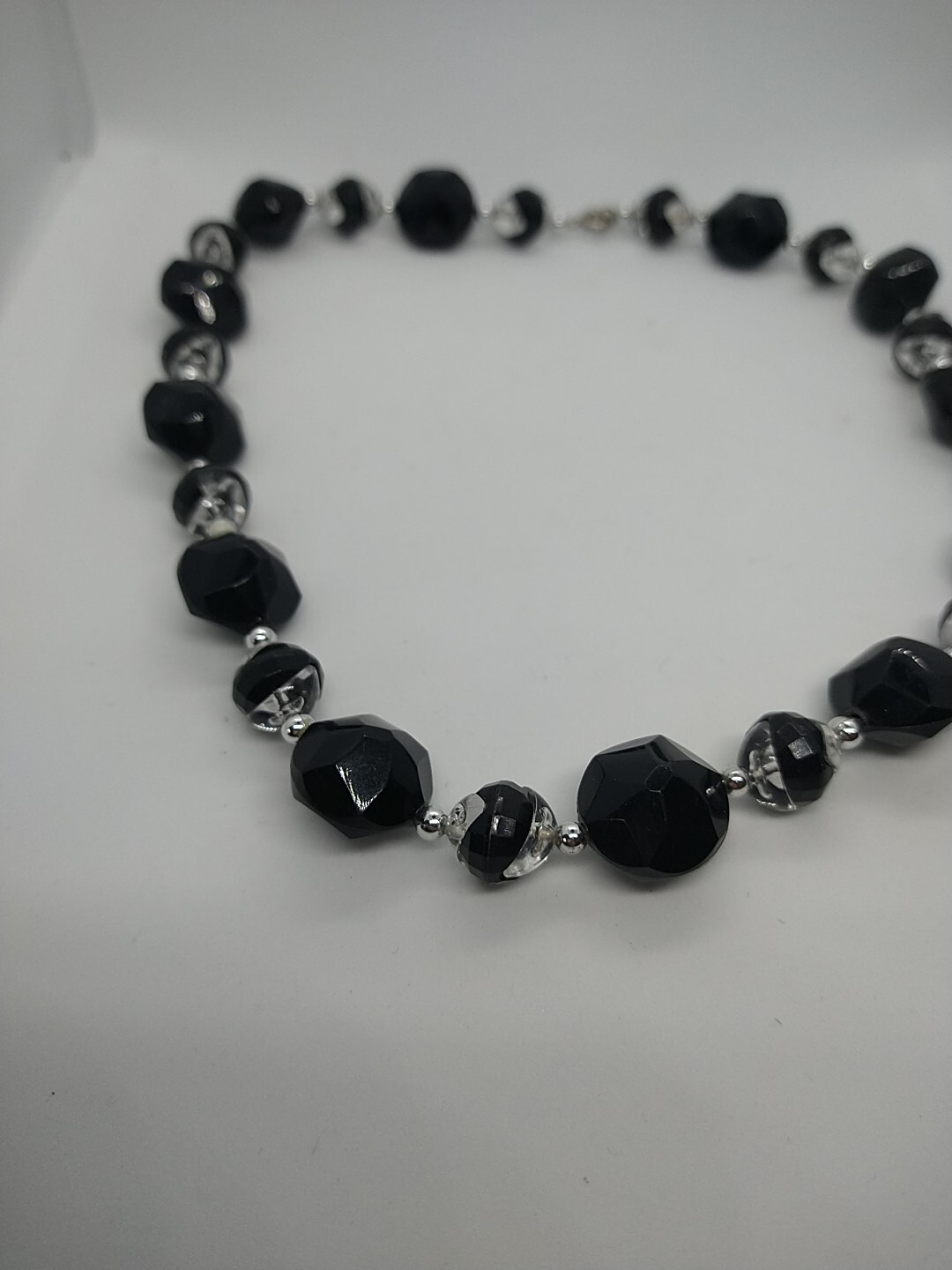 Necklace black Goth clear vintage beads vintage style retro Halloween y2k 1990′