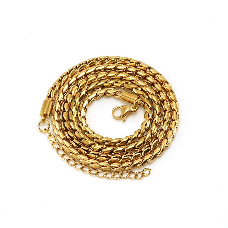 14K Gold Titanium Alloy Necklace Thin Box Chain Twist Chain Stackable Jewelry
