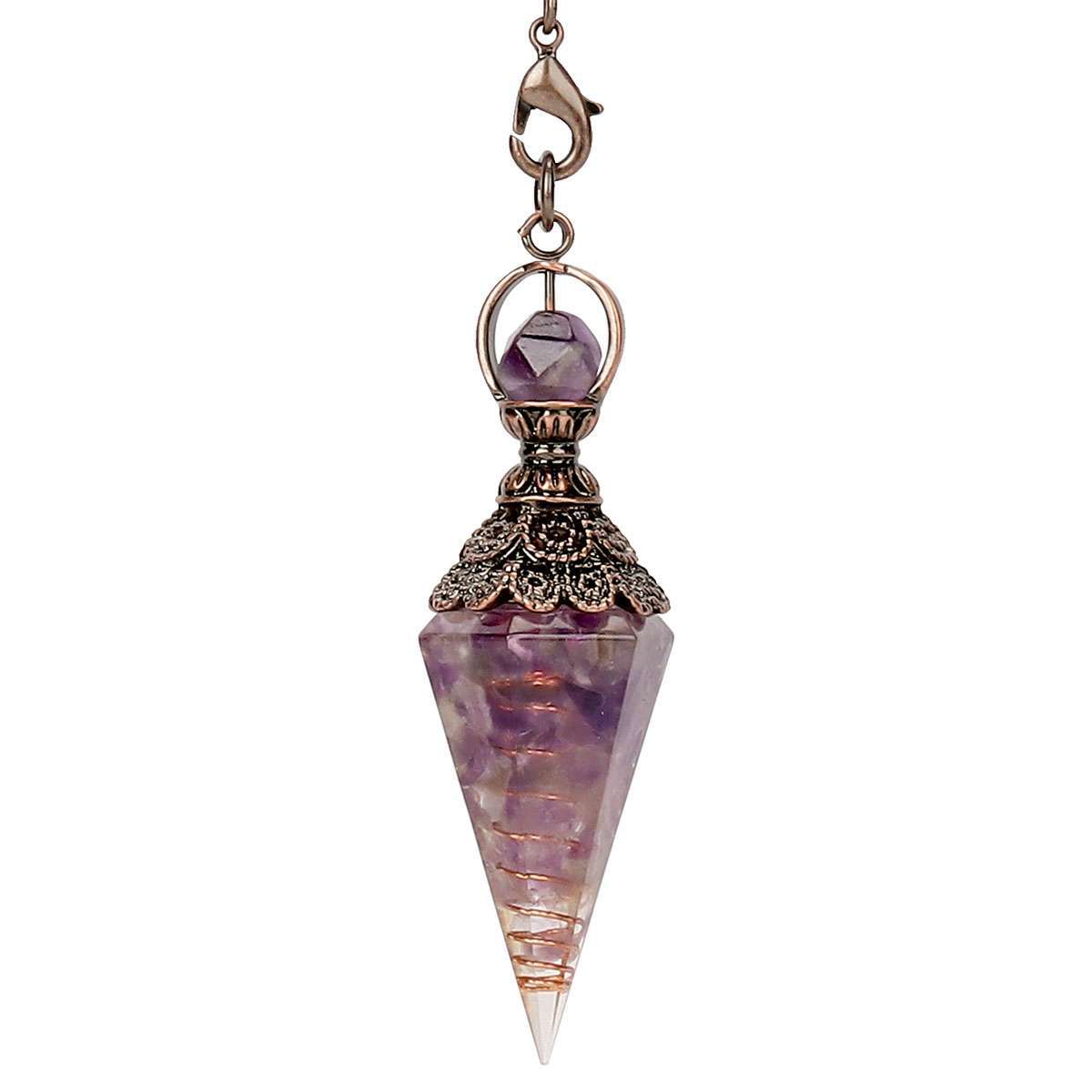 Natural Quartz Crystal Pendulum Healing Chips Stone Reiki Chakra Chain Pendan