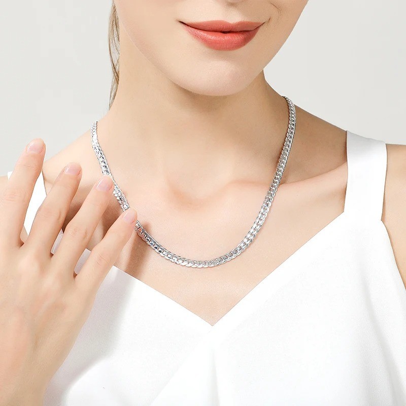 925 Sterling Solid Silver Chain Necklace Jewelry for Women Men Fashion Gift