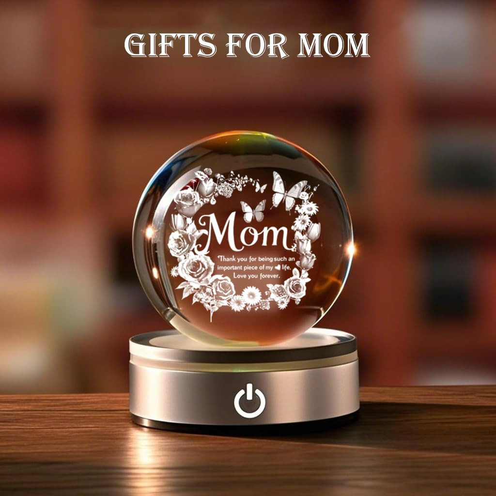 Mom 3D Crystal Ball Gifts for Mum Birthday Gift from Son, Daughter – Fun Chri…