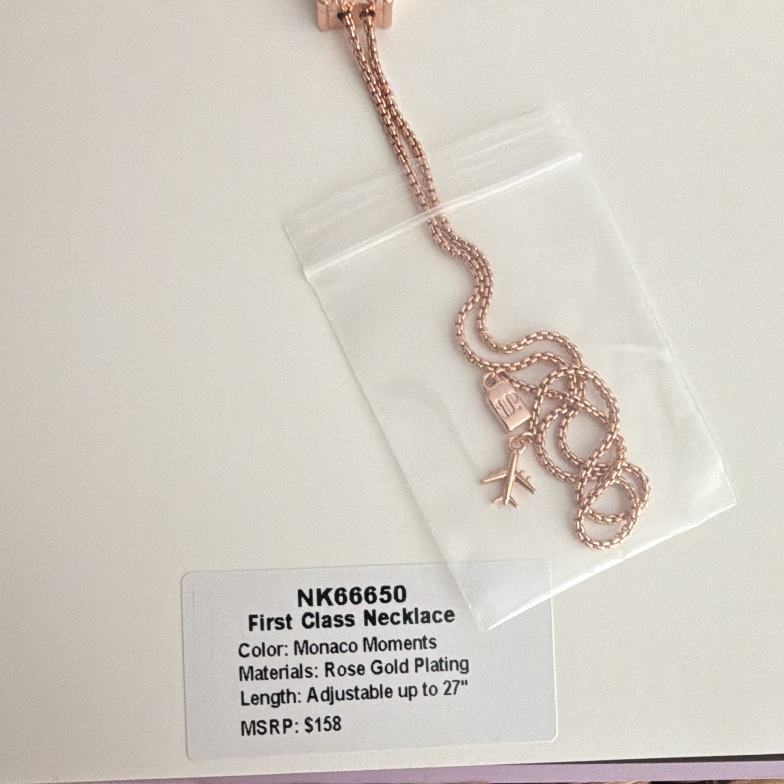 BP First Class Monaco Moments Multicolor Crystal Necklace Rose Gold Plated 27″