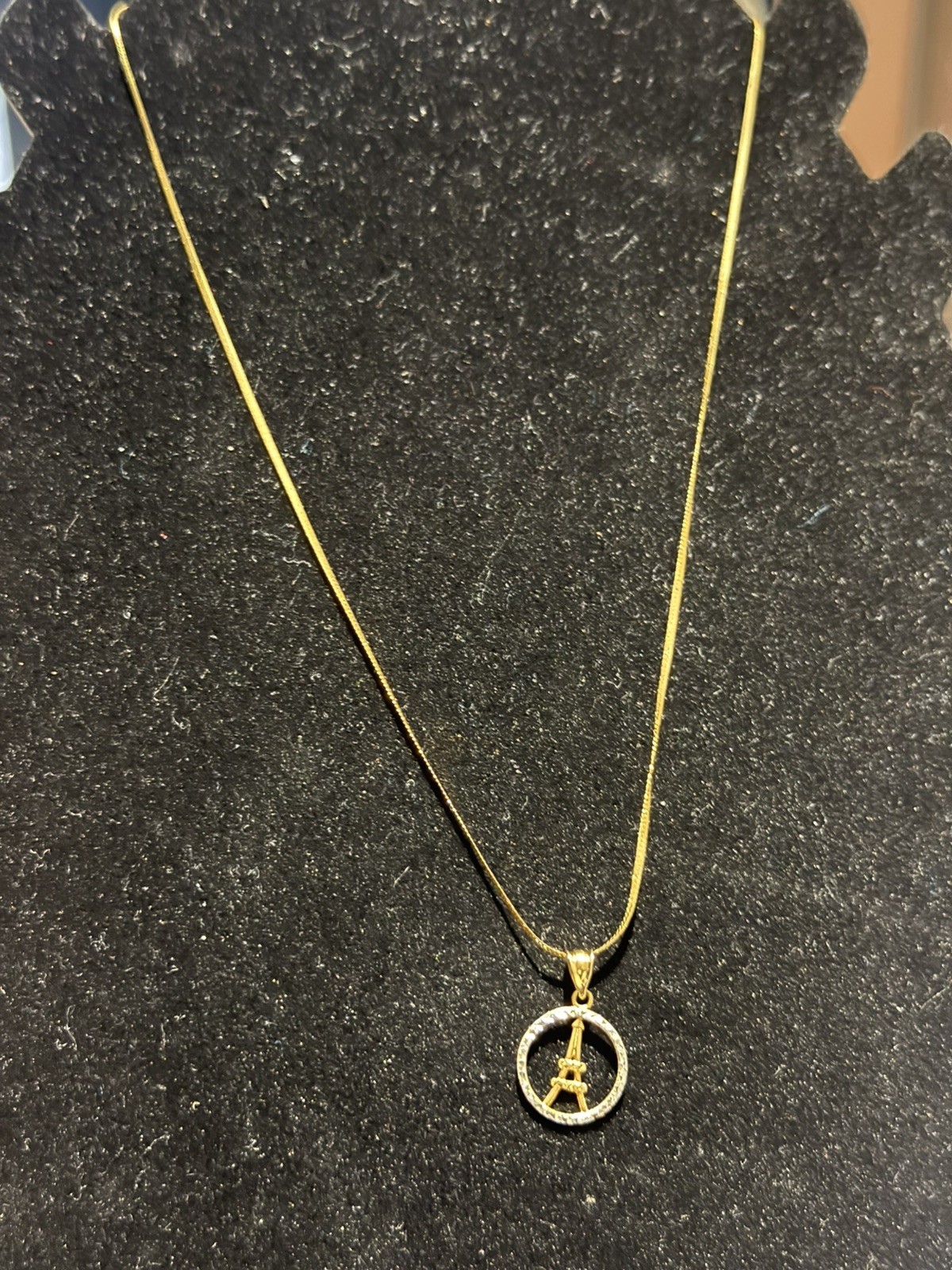 Solid 18k yellow gold 16 inches snake chain with 2tone reversible pendant