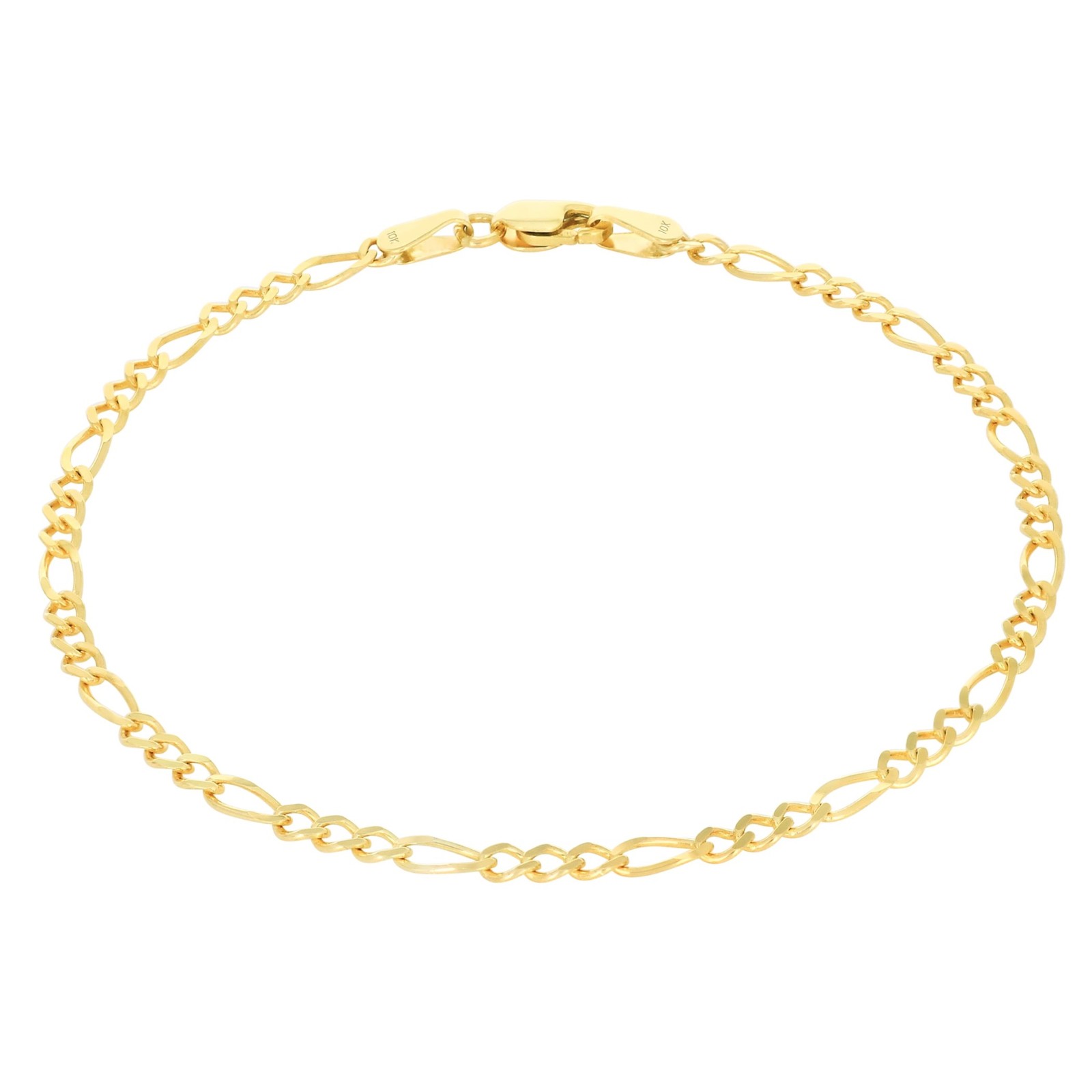 10K Yellow Gold Solid 2.75mm- 9.5mm Figaro Link Chain Bracelet Mens Womens 7″-9″