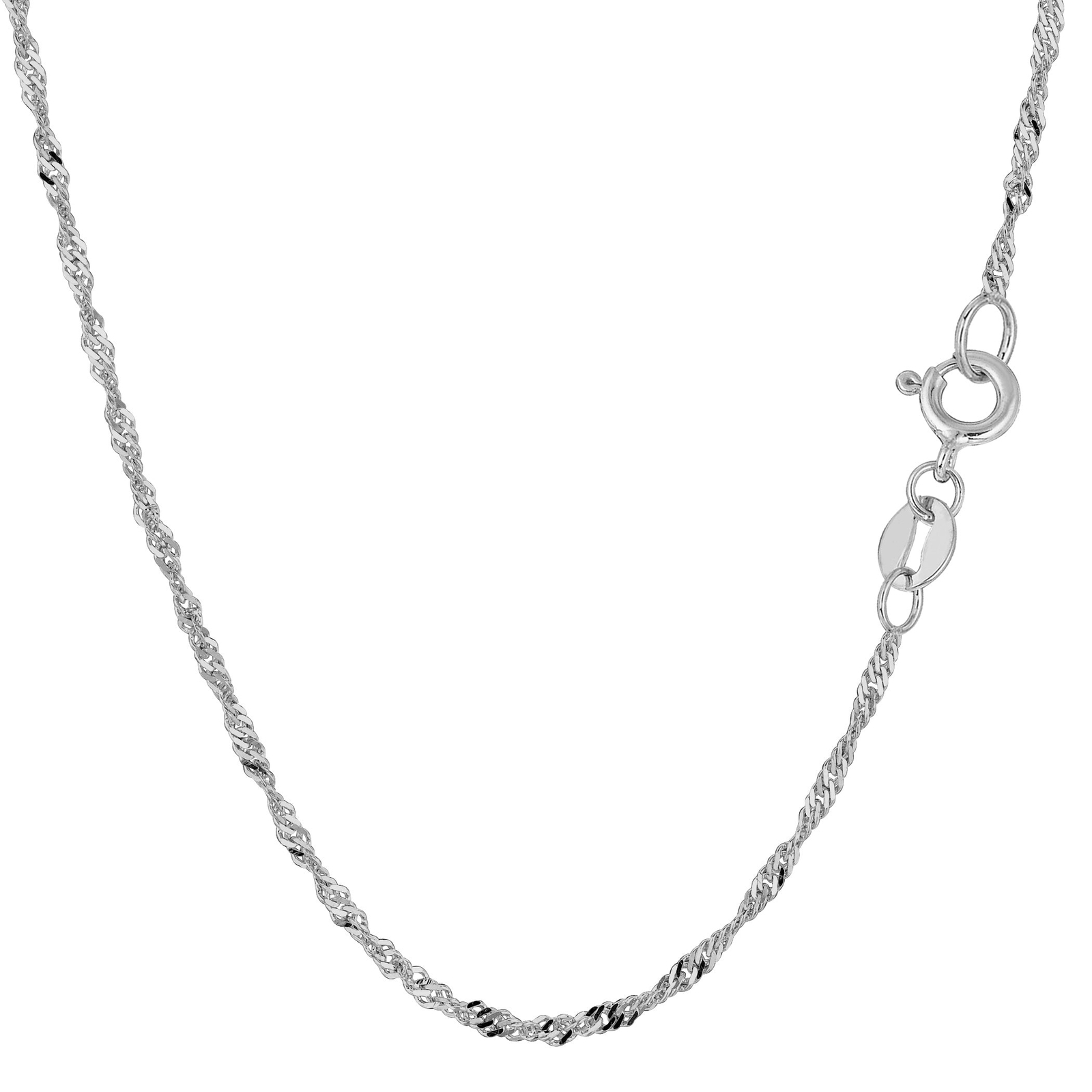 10k White Real Gold Singapore Chain Necklace, 1.7mm, 20″