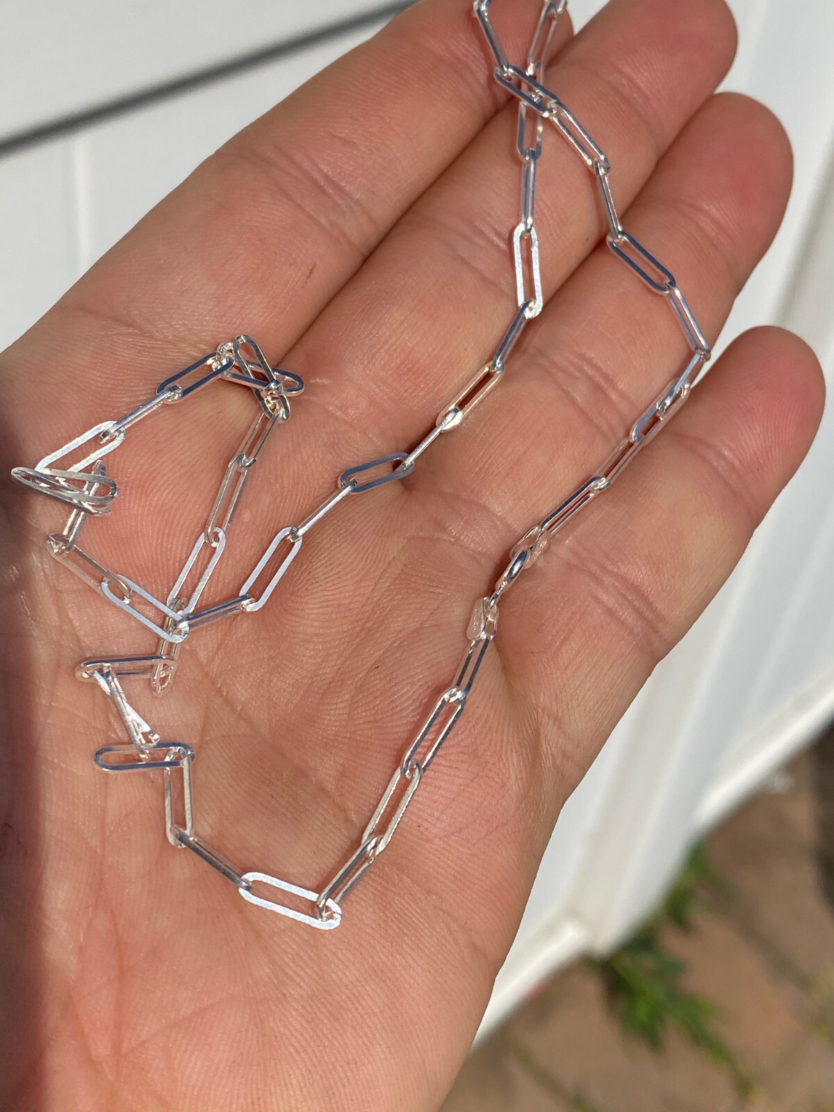Solid 925 Sterling Silver Paperclip Rolo Chain 2.5mm – 4mm Cable Necklace Italy