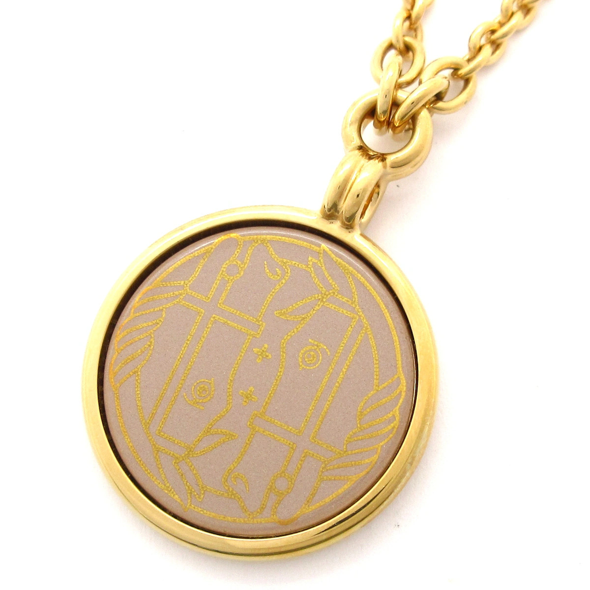 HERMES Médaille Cadre PM Gold Hardware None Necklace