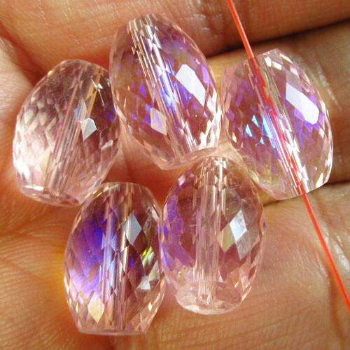 12Pcs 14x10mm Faceted White Rainbow Crystal Drum Pendant Bead FS00095SH