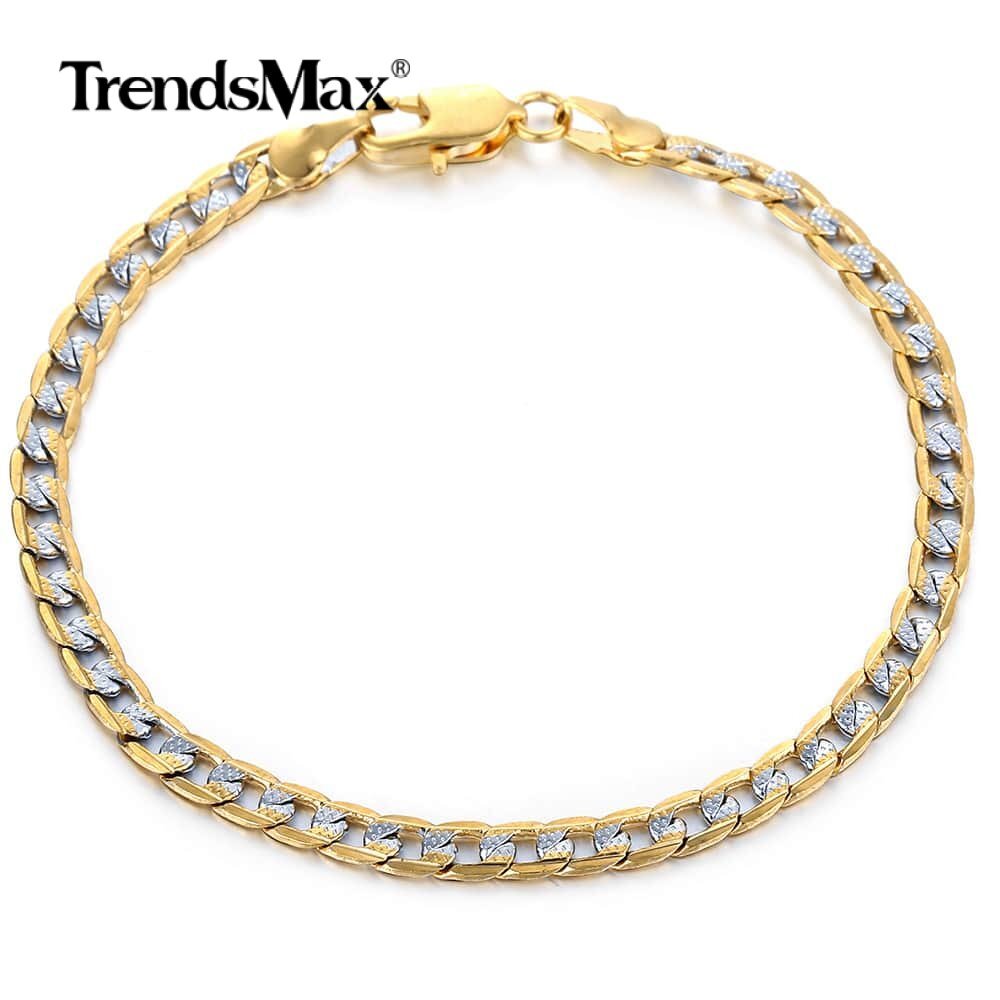 4mm 18-30″ Diamond-Cut Curb Cuban Link Gold Plated Chain Necklace Men Women Gift