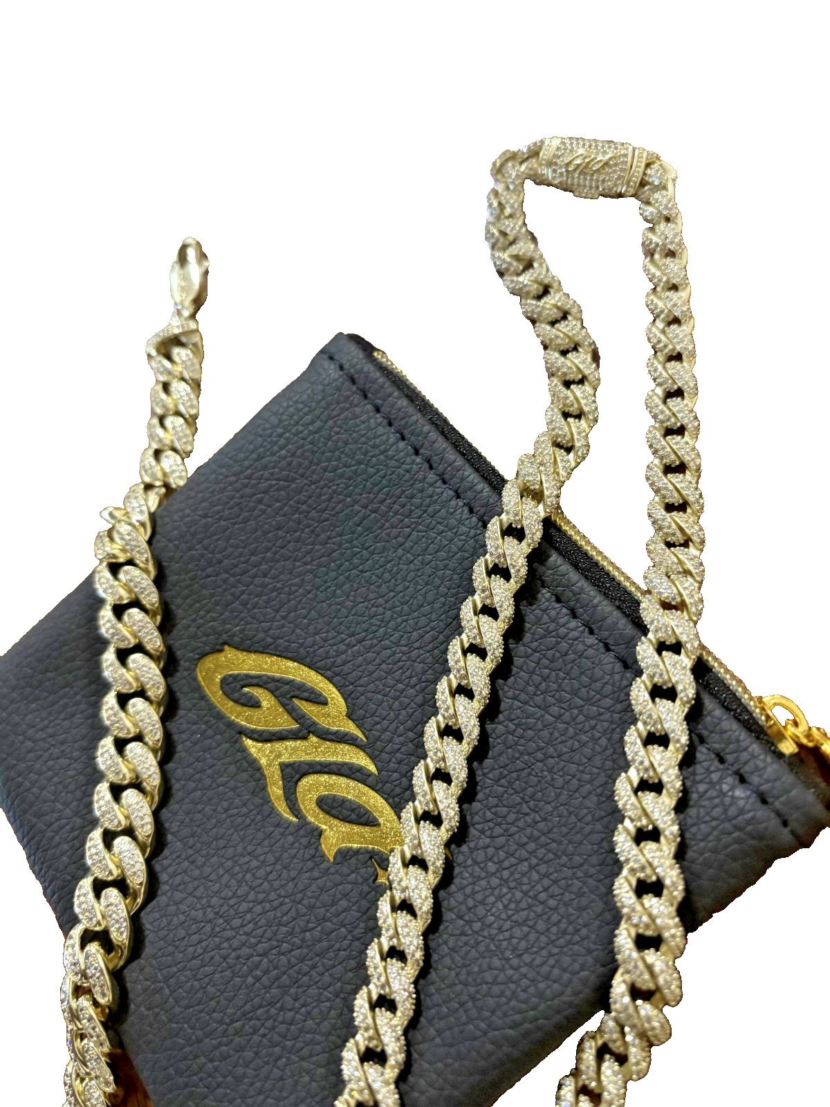 GLD 18″ 8.5mm CZ Cuban Link Necklace & 12-16″ 12mm Choker Yellow Gold Bundle