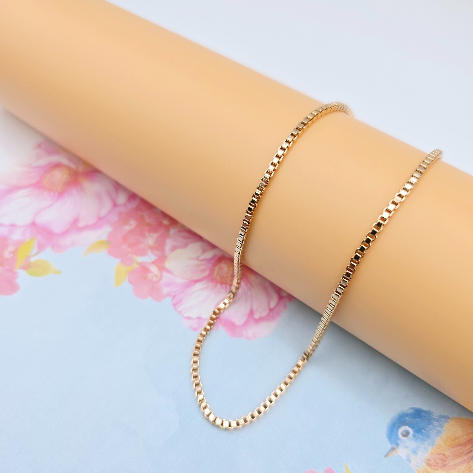 48cm, XPNL0114 Rose Gold Plated Square Link Chain Necklace for Women