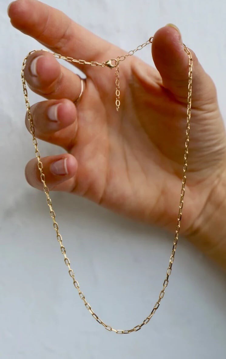 Dainty paper clip chain necklace Waterproof Gold chain Necklace Pretty layering