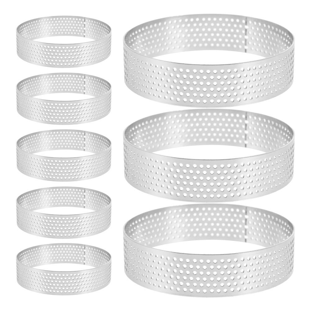 8Pcs Reusable Stainless Steel Cake Rings for Baking Round Pastry Mold Silver