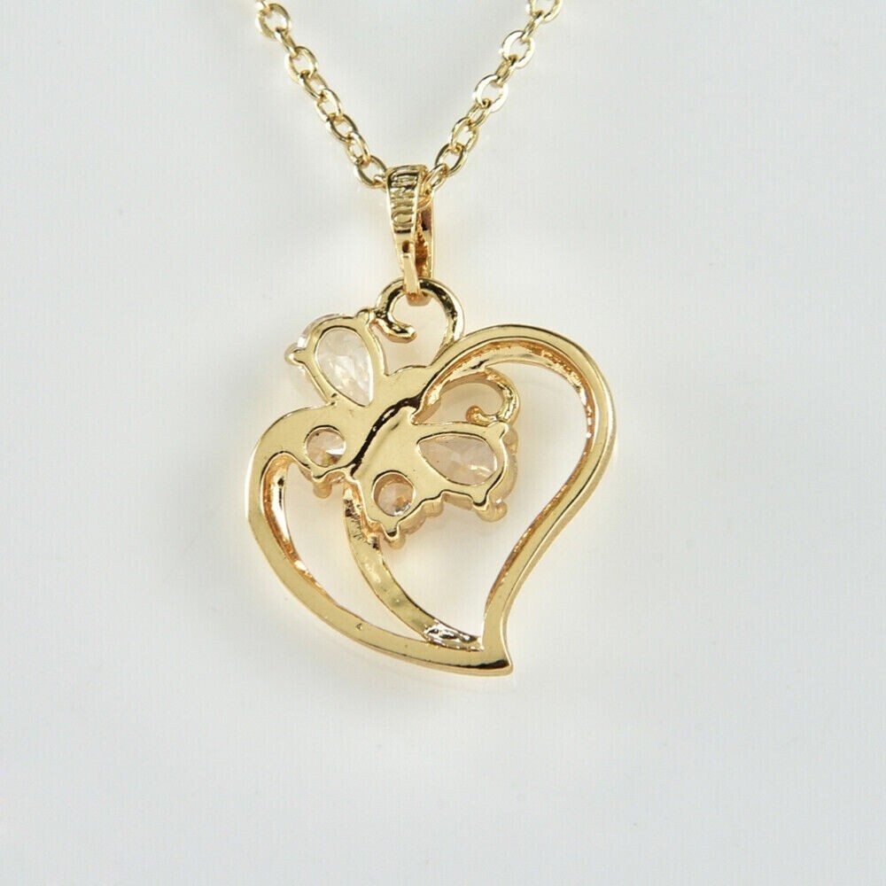 14K Yellow Gold Plated 2Ct Pear Cut Simulated Diamond Heart Shape Fancy Pendant