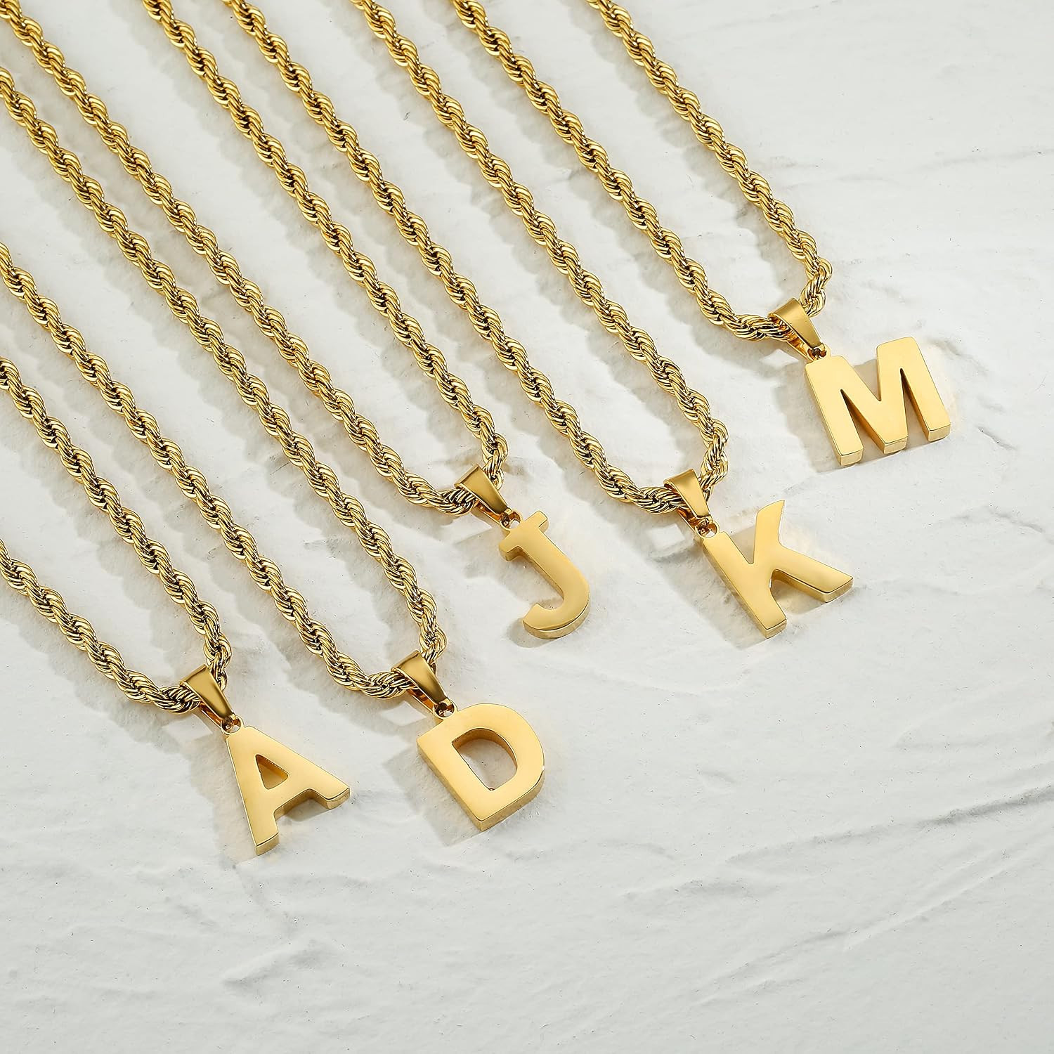 WEDDINEN Layered Initial Necklace for Men Boys Figaro Twist Rope Chain Letter Ne