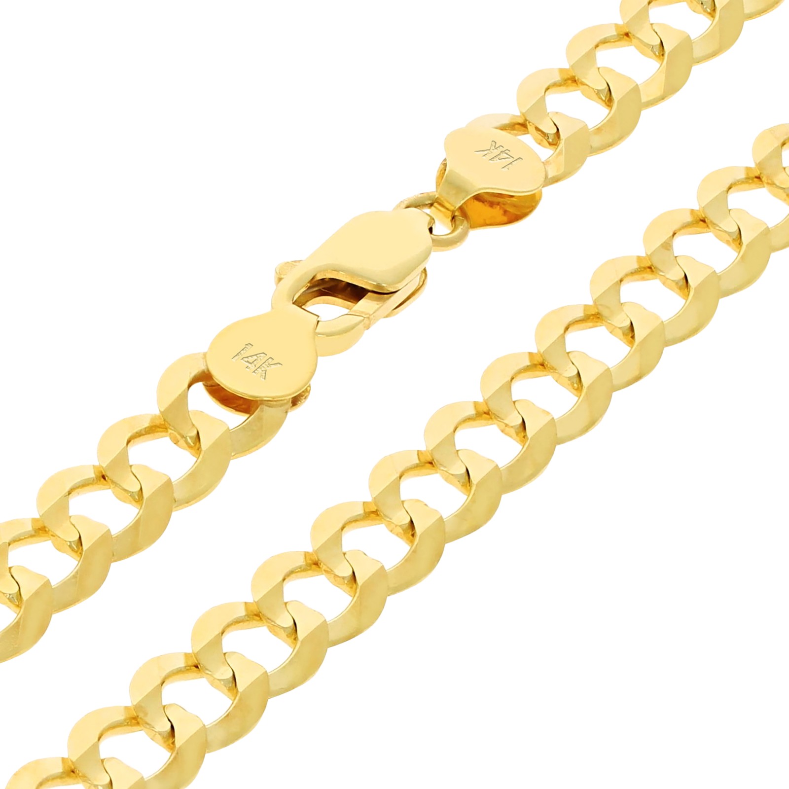 14K Yellow Gold Solid 1.5mm-12mm Cuban Curb Chain Link Pendant Necklace 16″- 30″