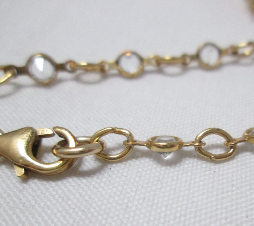 Long 14/20 Gold-Filled Necklace with Many Crystal Stations 34″ Lobster Clasp