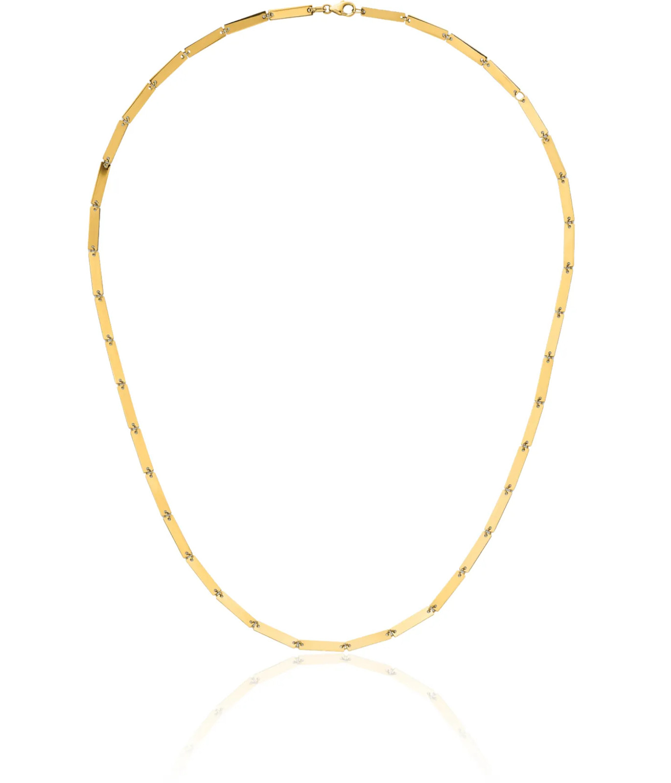 14K Solid Yellow Gold Bar Link Chain Necklace