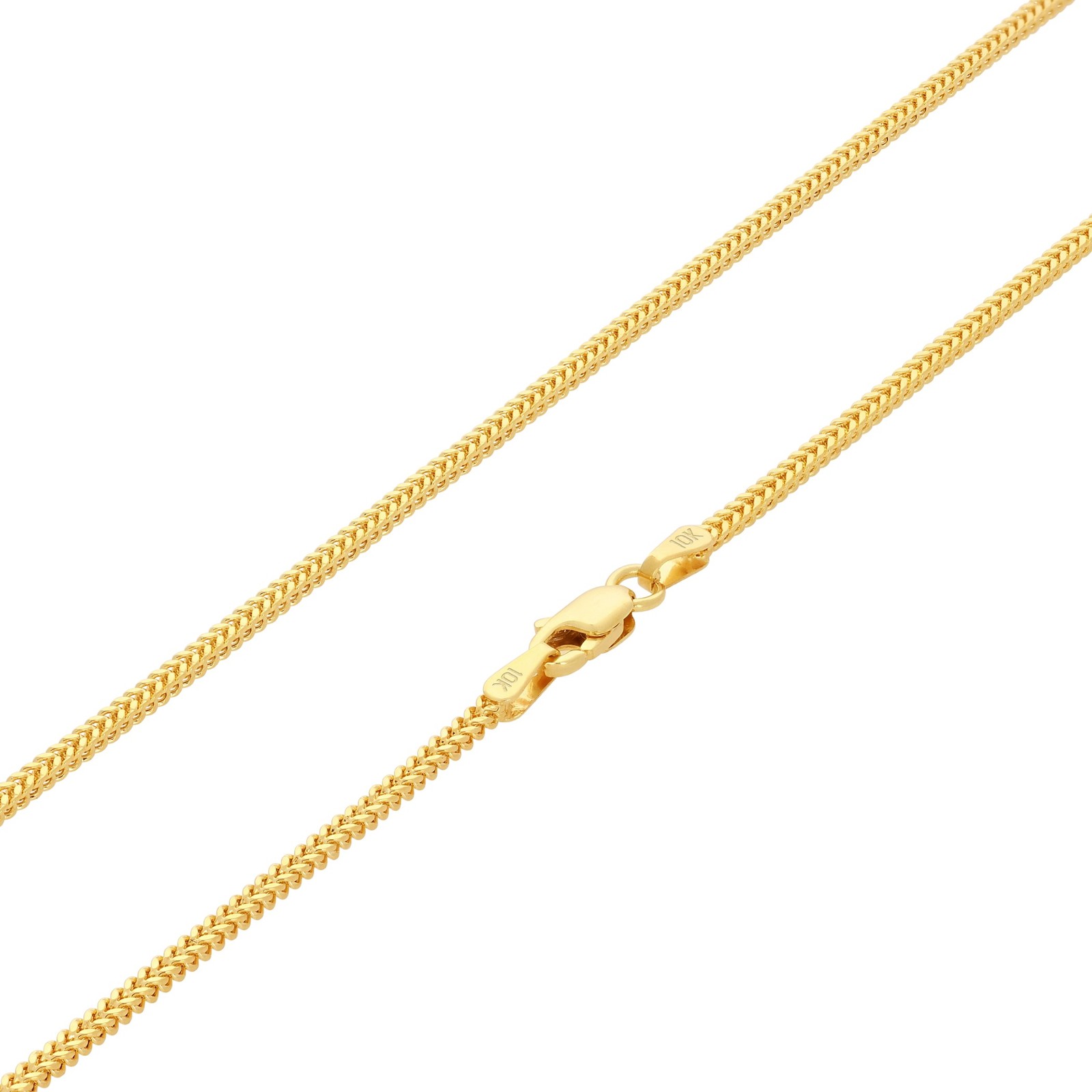 10K Yellow Gold 1.5mm-6mm Franco Square Box Chain Necklace Mens Womens 16″- 30″