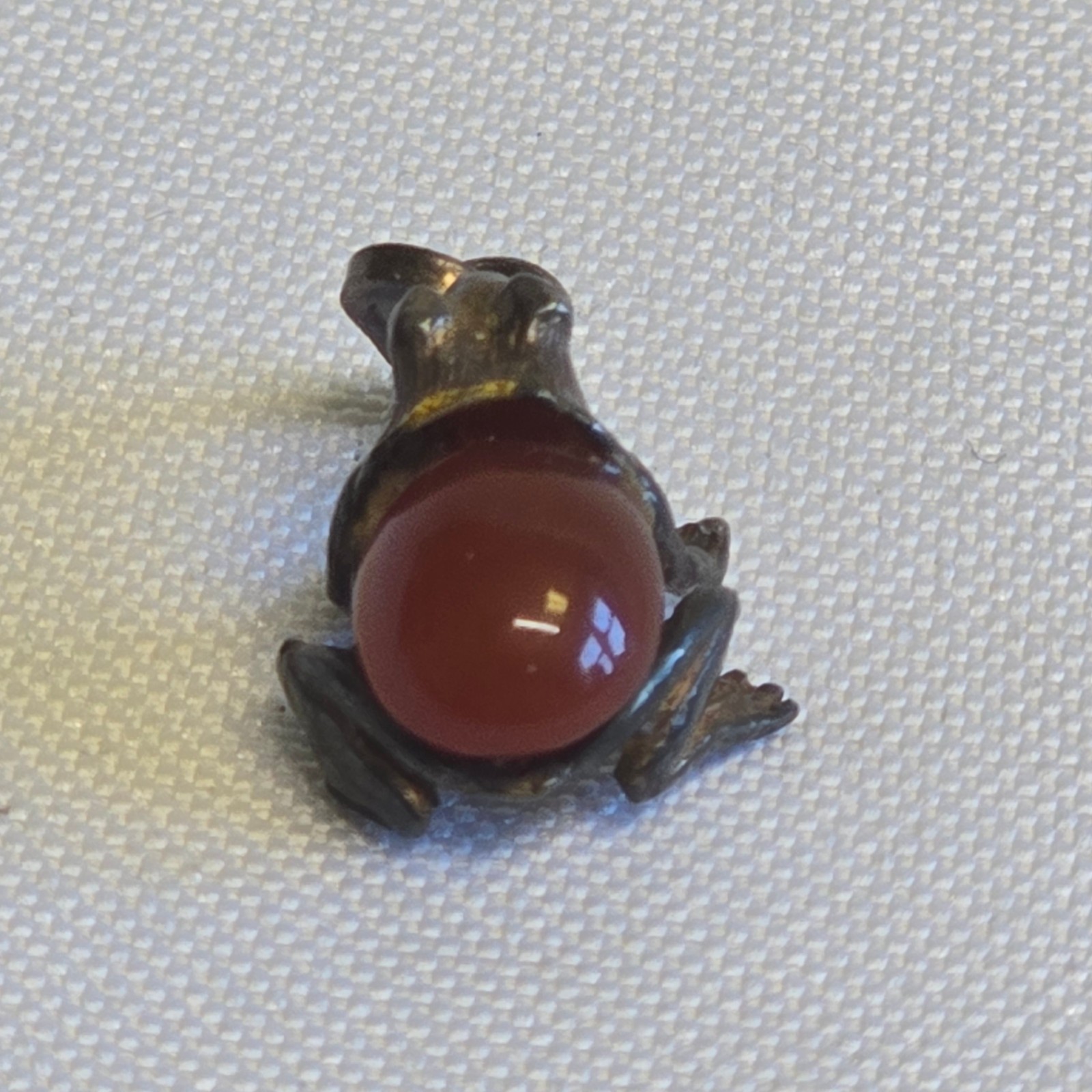 Sterling Silver Frog Pendant 2.44g Fine Jewelry Amber Look Stone Charm *READ*