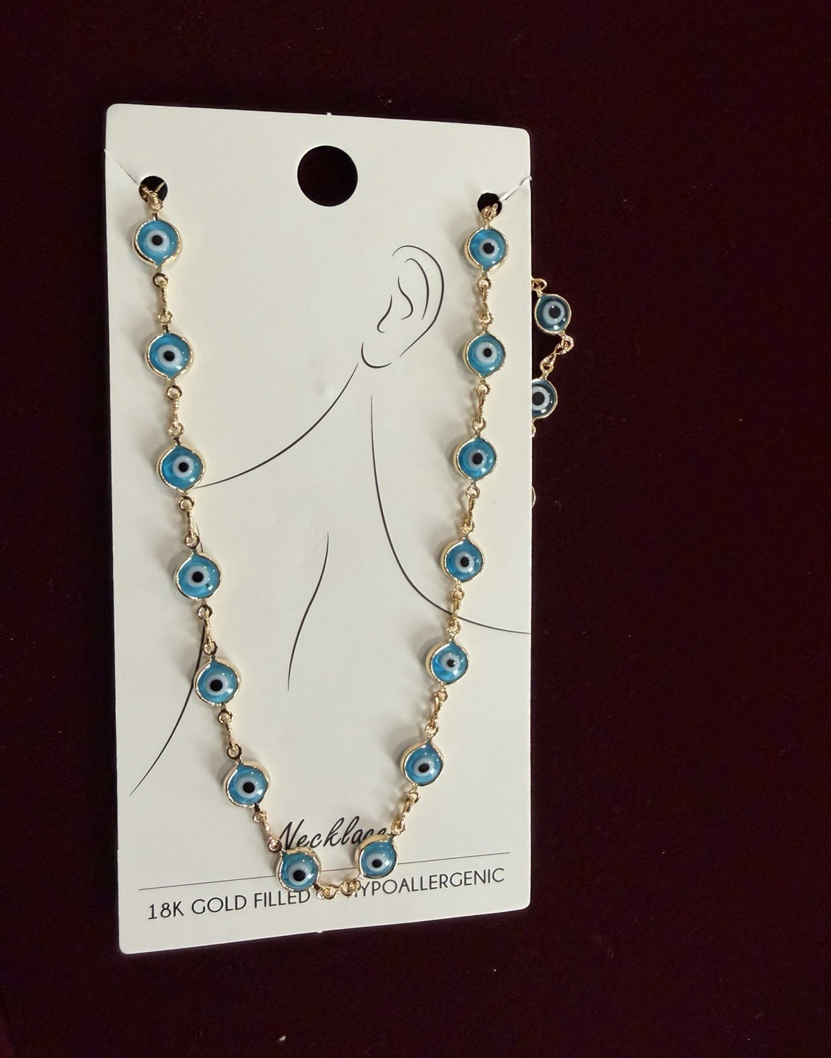 925 18k Gold Filled Blue Evil Eye Chain Necklace Hypoallergenic Brazil Sourced