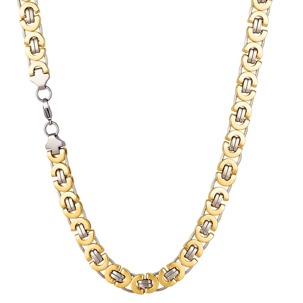 11mm Silver/Gold Stainless Steel Byzantine Chain Necklace Men’s Hip Hop Chain