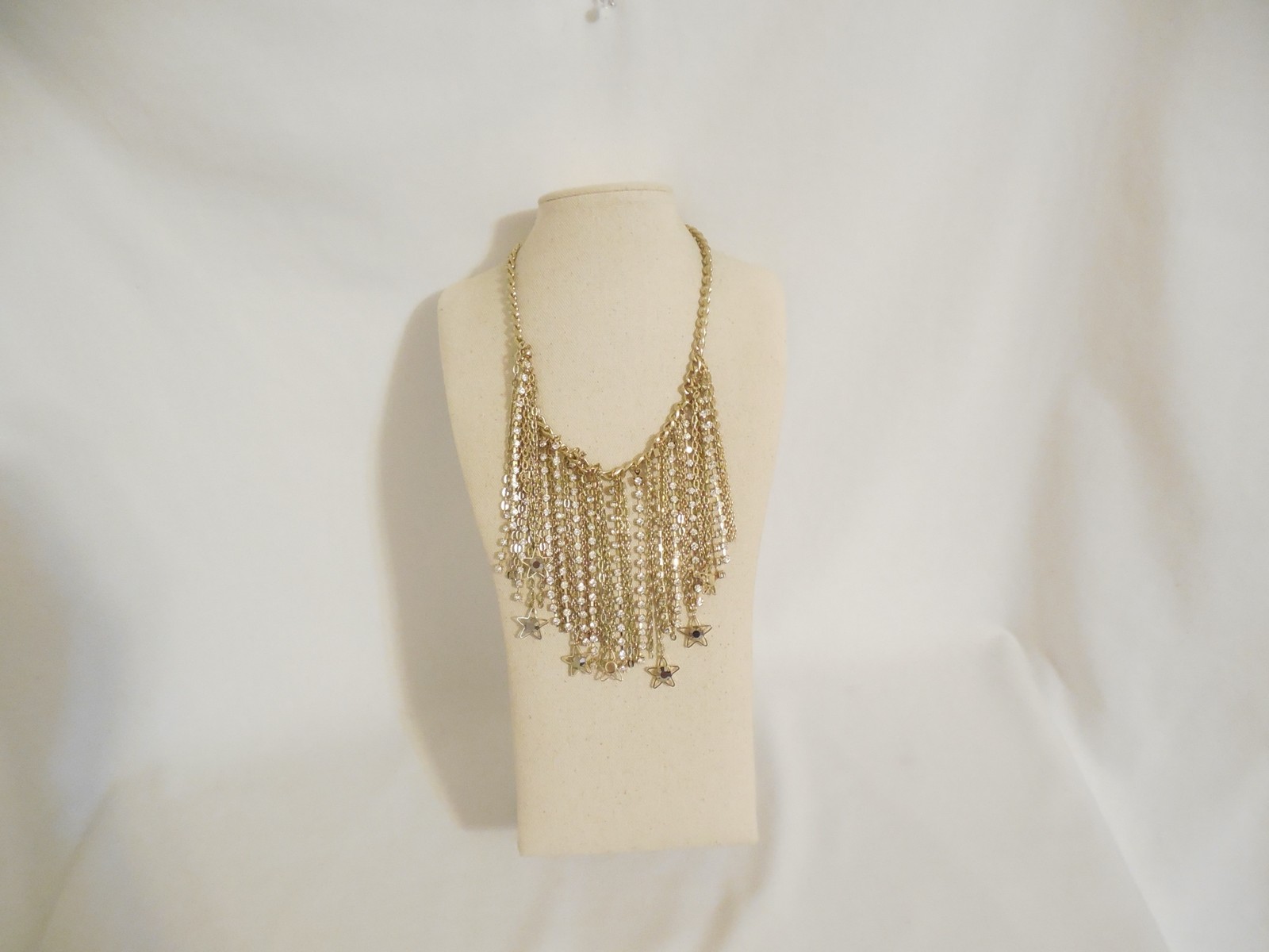 Inc International Concepts Gold-Tone Star Grey Stone Fringe Statement F382 $44