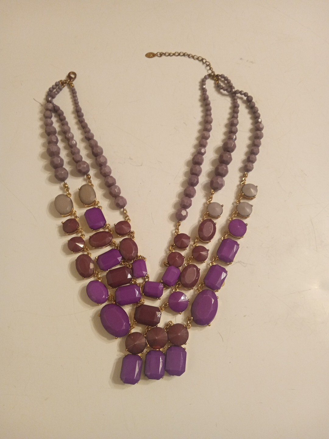 Cara NY 17″ Three Strand Necklace Purple Crystals Statement Necklace