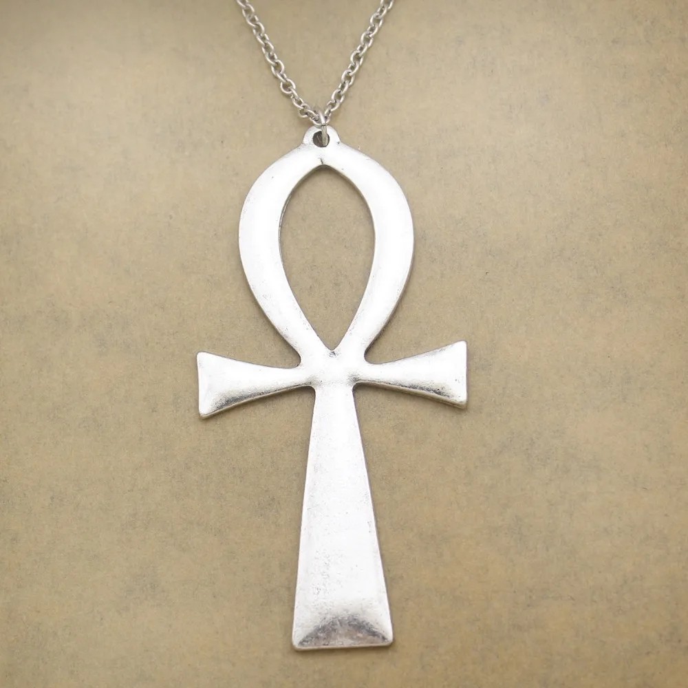 10x5cm Vintage Egyptian Life Big Ankh Cross Pendant Long Chain Necklace Fashion