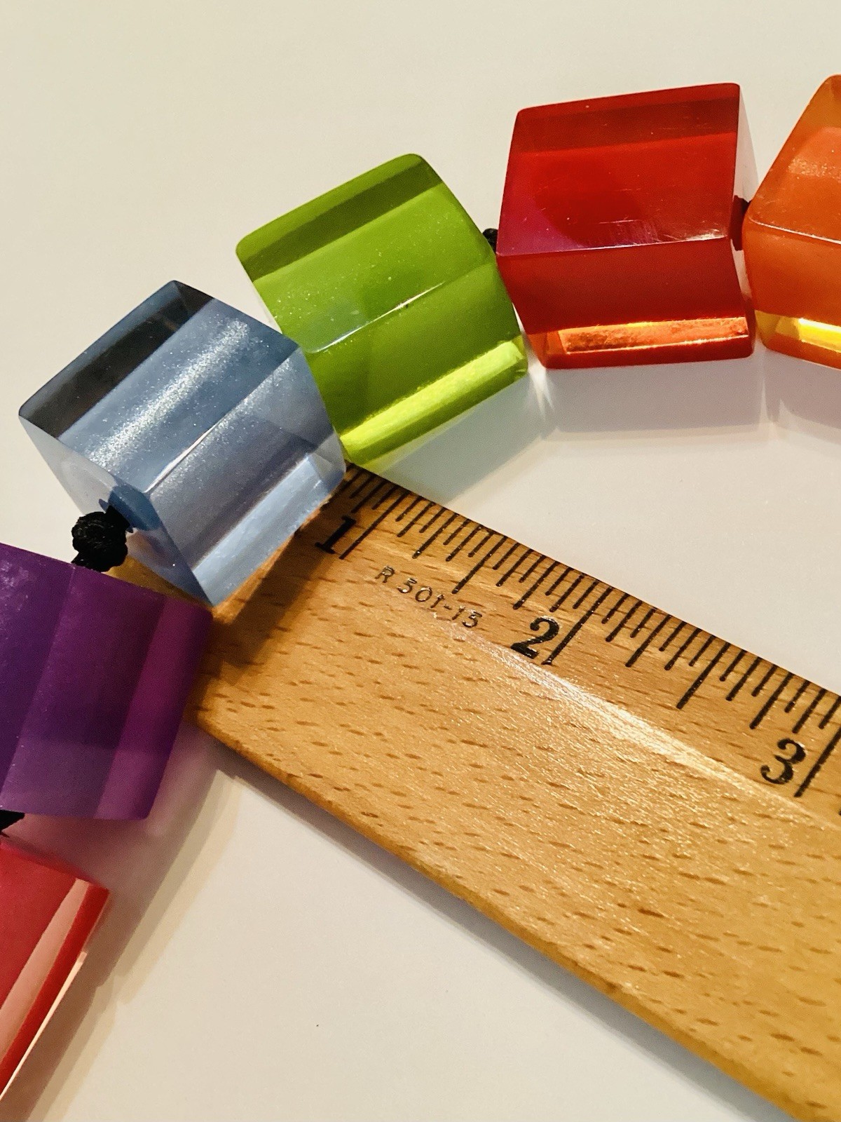 Colorful Lucite Modernist Cube Mod Necklace Zahara 20 1/2” 💛