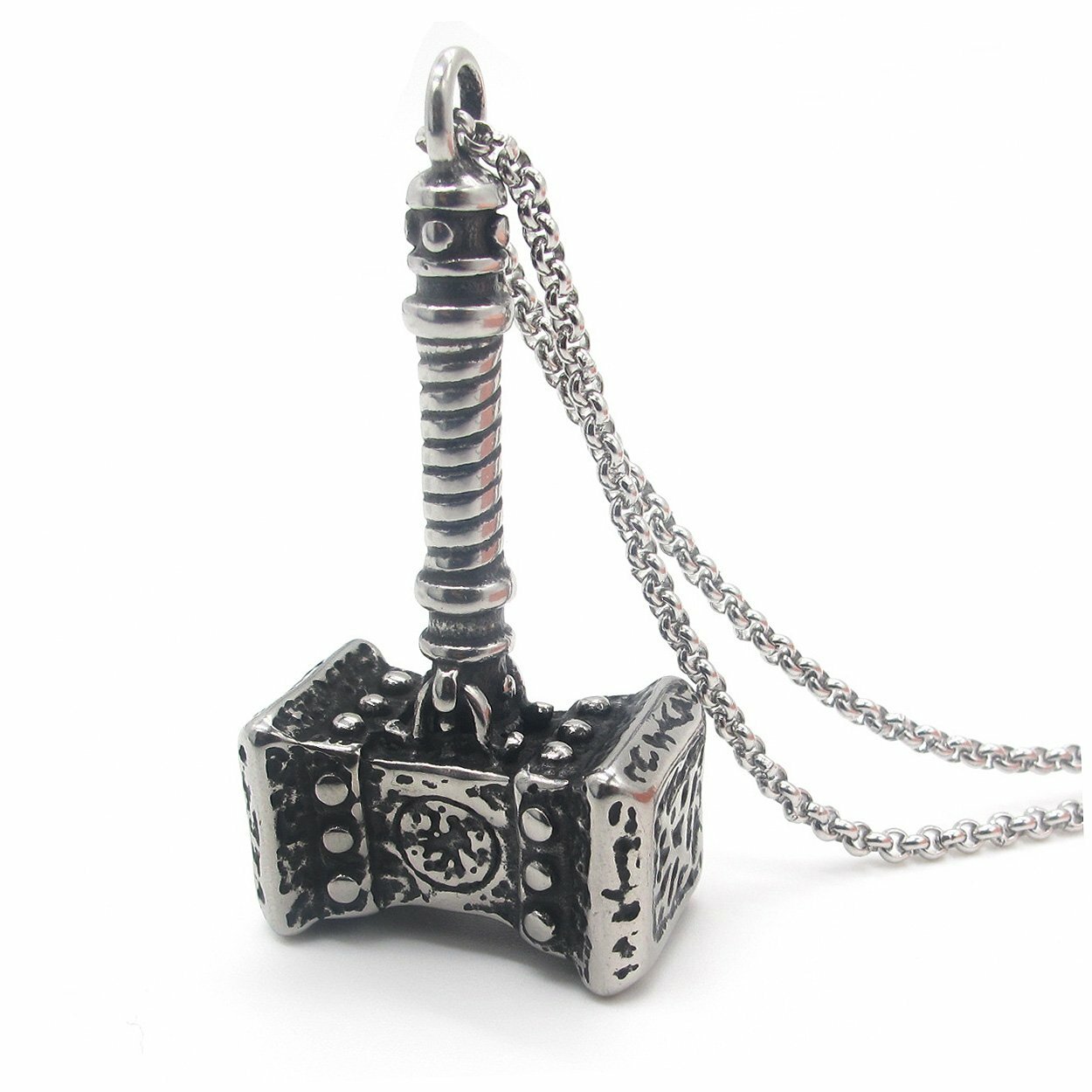 MENDEL Mens Viking Thor’s Hammer Necklace Pendant Mjolnir Odin Stainless Steel
