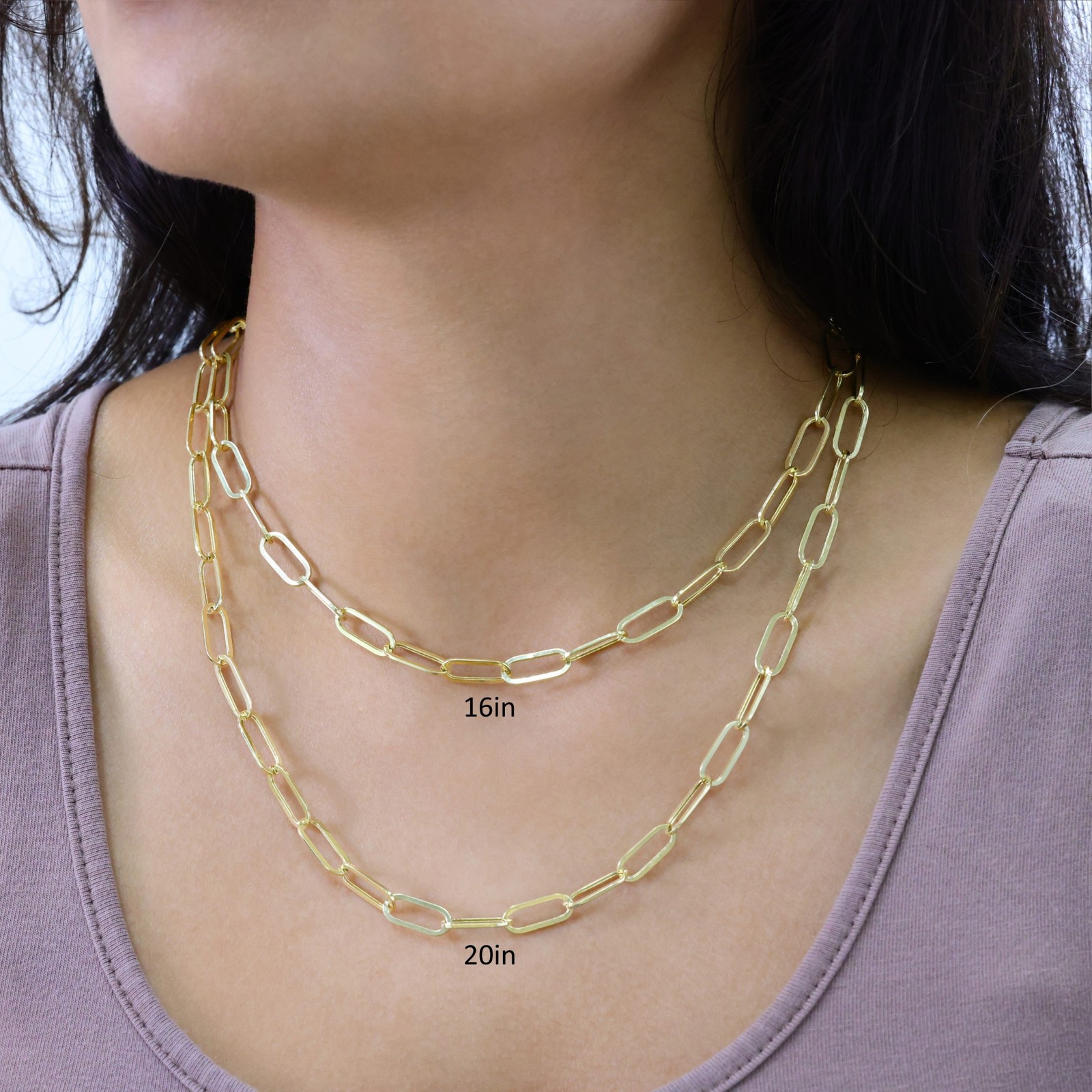 14k Yellow Gold 6mm Paperclip Chain Rolo Dainy Cable Link Necklace Men Women 20″