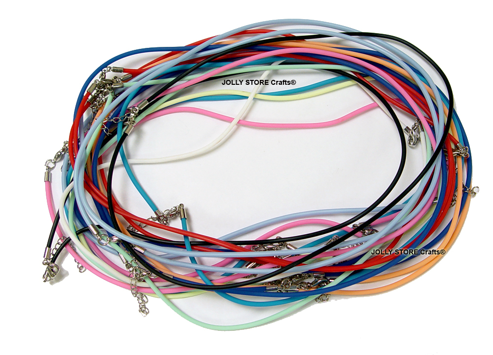 20 rubber 18 in. necklaces with lobster claw clasp for beads jewelry crafts