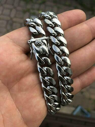 Men’s Miami Cuban Link Chain Or Bracelet SOLID Stainless Steel 8MM-14MM