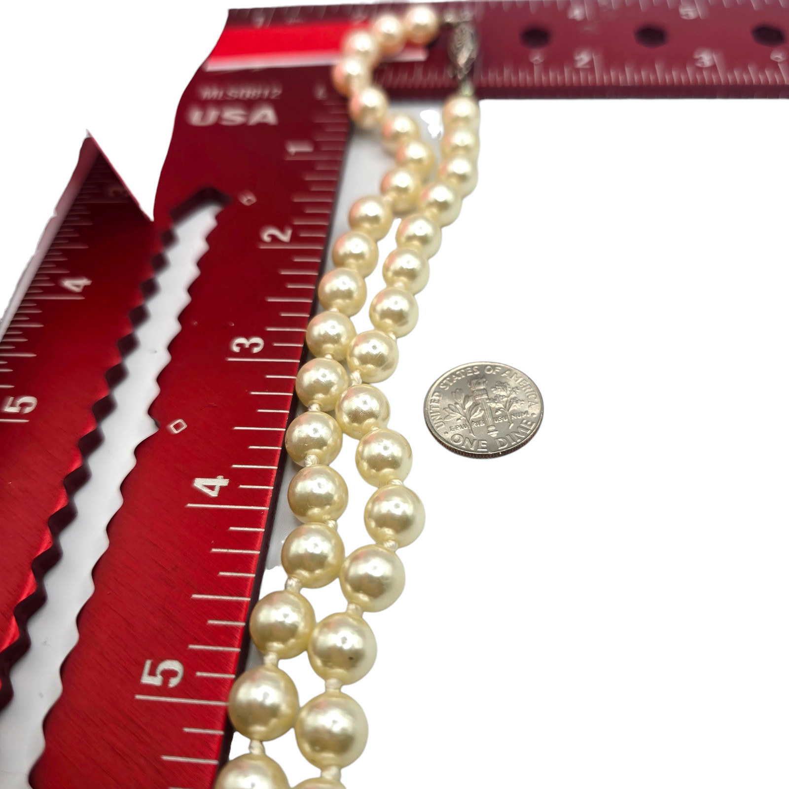 Necklace Vintage Imitation Pearl Beaded Creamy White 8mm Single Strand 18″ S2911