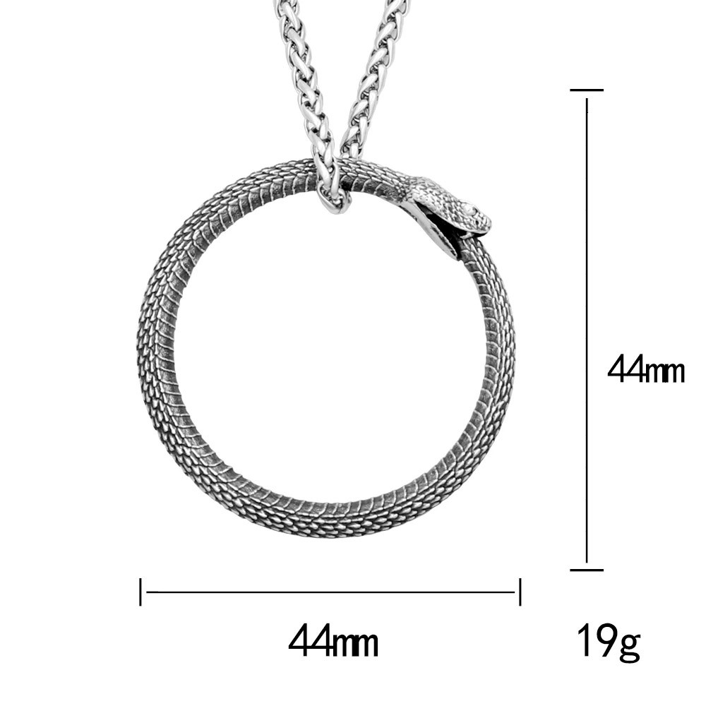 Gothic Snake Ouroboros Pendant Necklace Punk Stainless Steel Rope Chain Necklace
