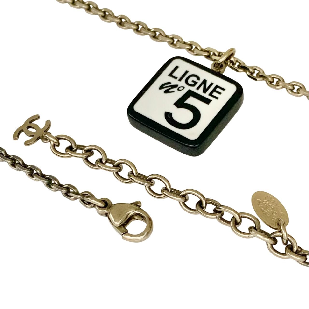 Chanel Necklace Coco Mark No.5 Reversible White 06C Square Jewelry