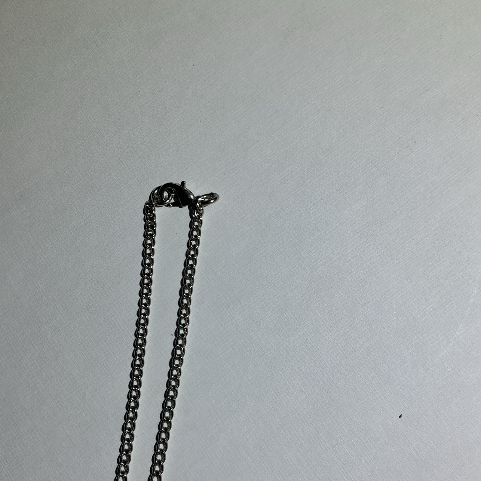 Silver Tone Cable Chain Square Tassel Pendant Necklace Lobster Clasp 34 in