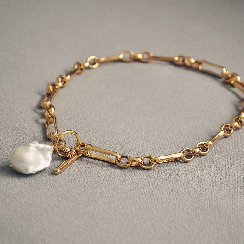 18-22 mm South Sea Baroque Natural White 19 ” Pearl Necklace 14k Gold P