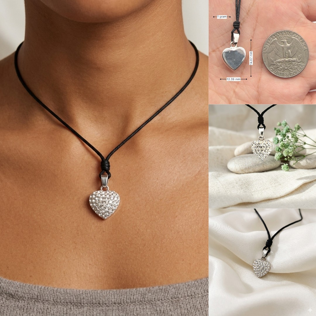 Heart Love Multi-Color 92.5 Sterling Silver Charm Necklace Pendant Jewelry