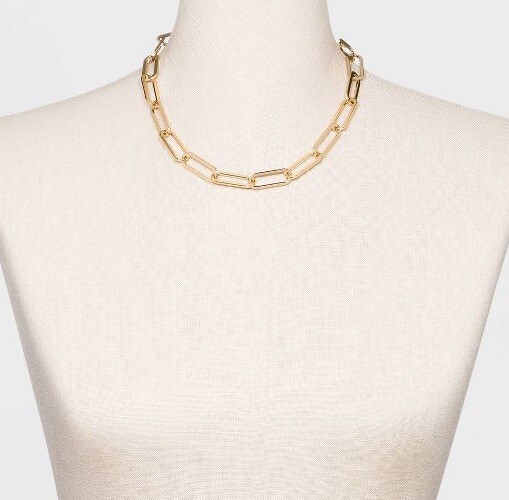 SUGARFIX BaubleBar Nickel Free Paperclip Chain Link Necklace NWT Gold ~20”L