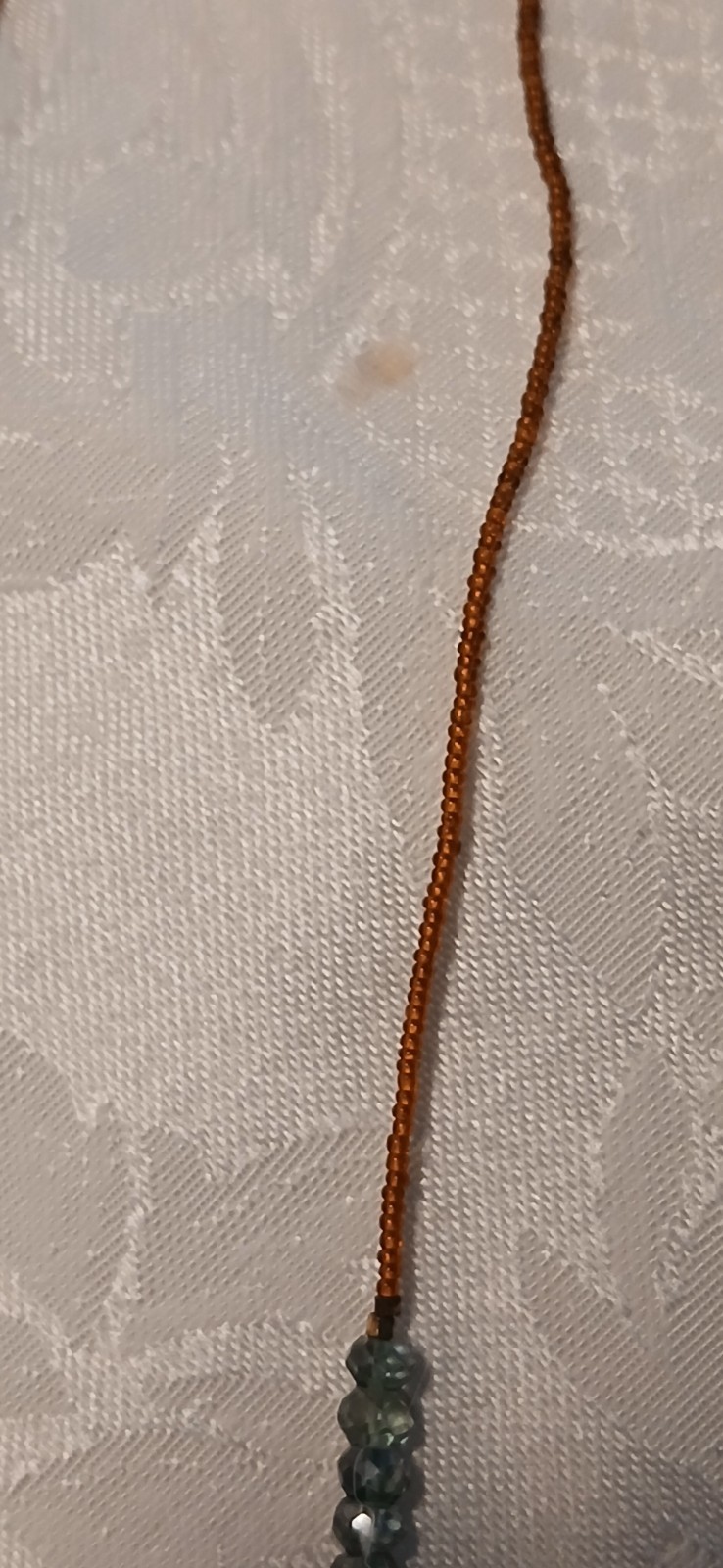 Labradorite Stone 1mm, Amber Tiny Beads, Necklace,Gold Tone Lobster Clasp,9.5″