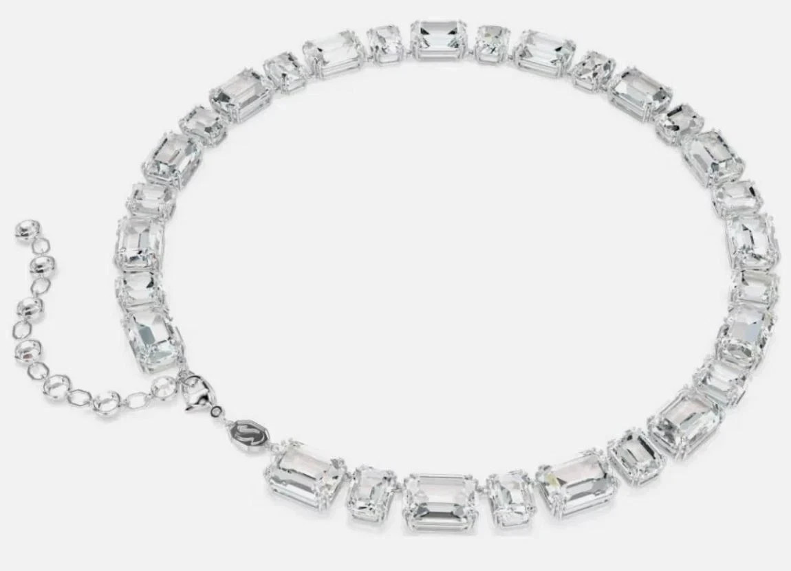 SWAROVSKI Millenia Tennis Necklace, Octagon Cut, White, Rhodium Plated