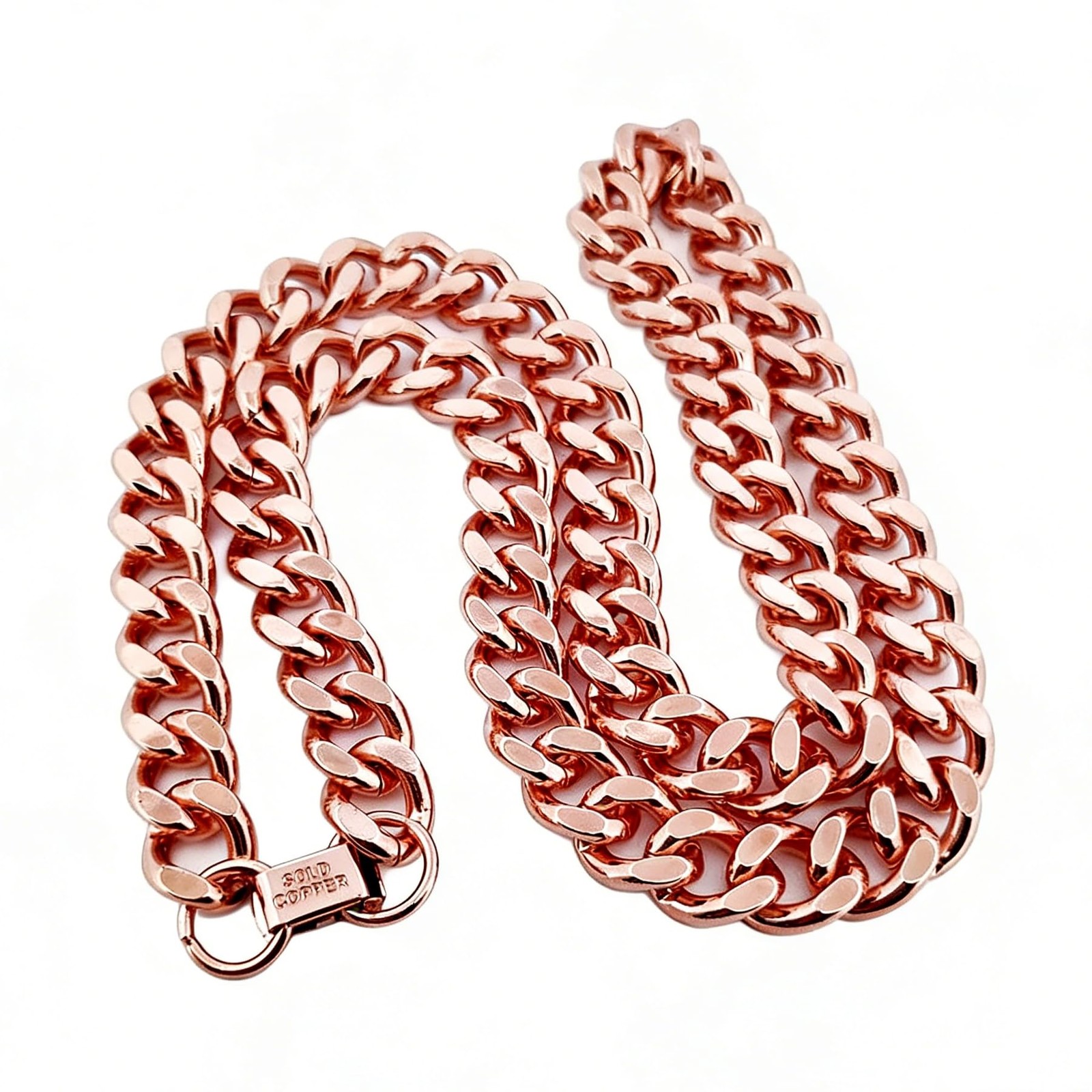 Pure Copper Cuban Link Necklace Heavy Solid Statement Jewelry Chain 24″ Unisex
