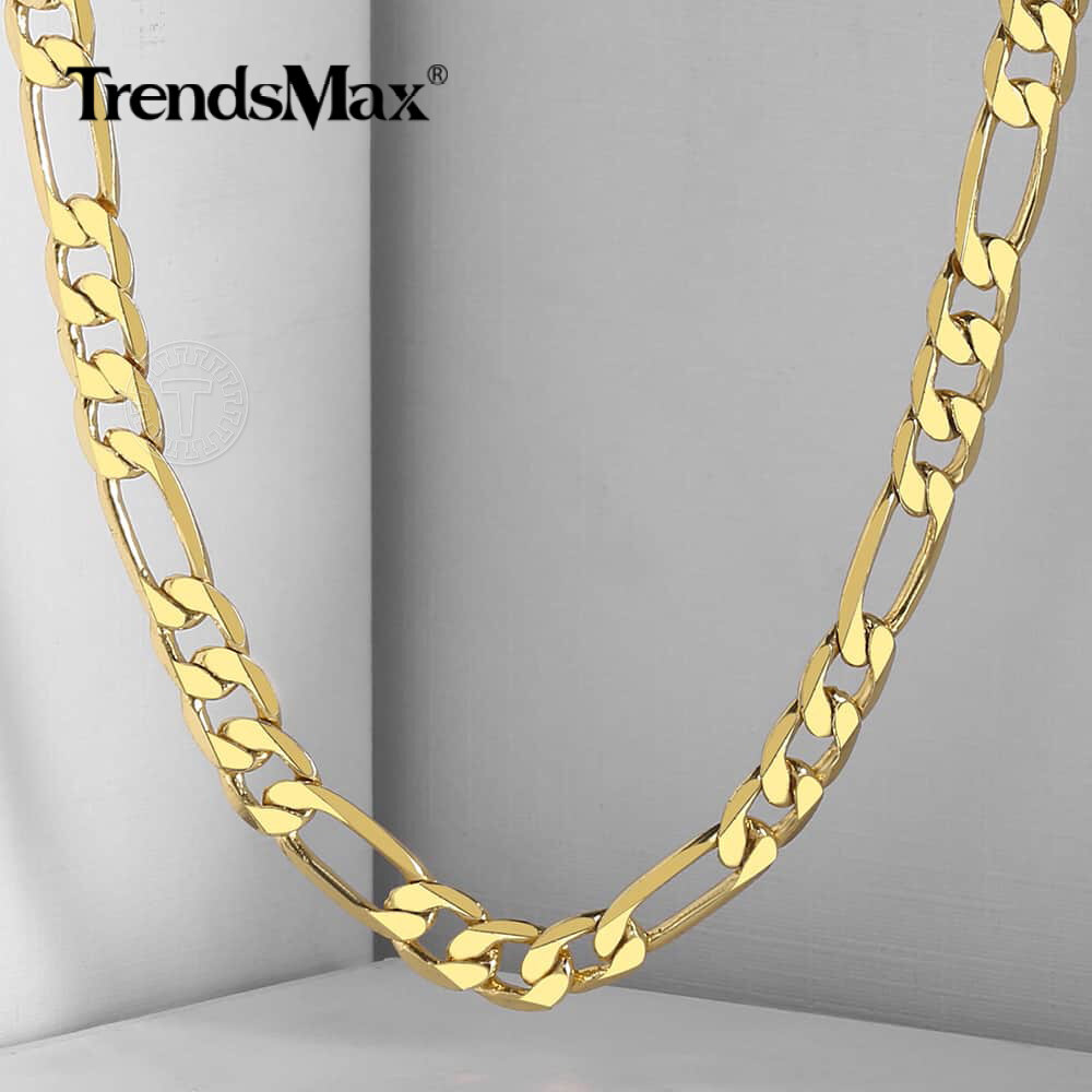 6MM 18-24″ Gold Filled Figaro Link Chain Necklace Choker Jewelry for Men Women