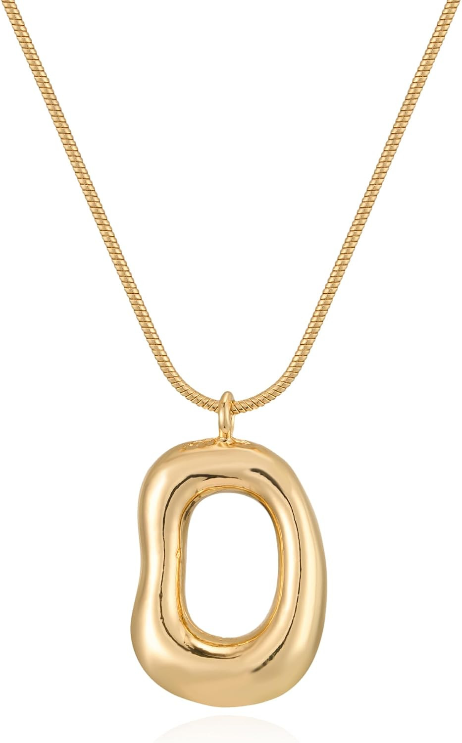 Gold Knot Pendant Necklace for Women Geometric Drop Chunky Gold Necklace 14K Gol