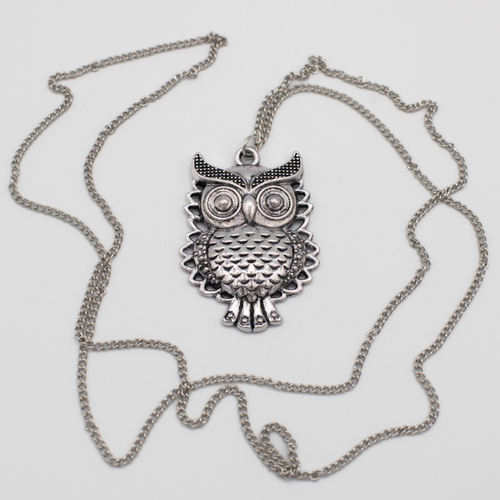 Cute Owl Necklace Silver Color Pendant – Silver Chain, Barn, Barred, Snow Owl