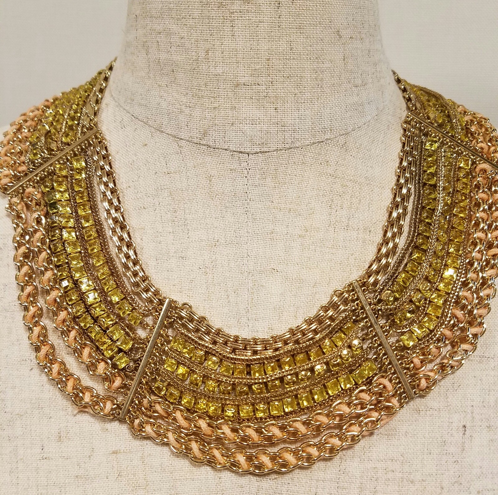 BCBG MAX AZRIA CHAIN & CORD STATEMENT NECKLACE