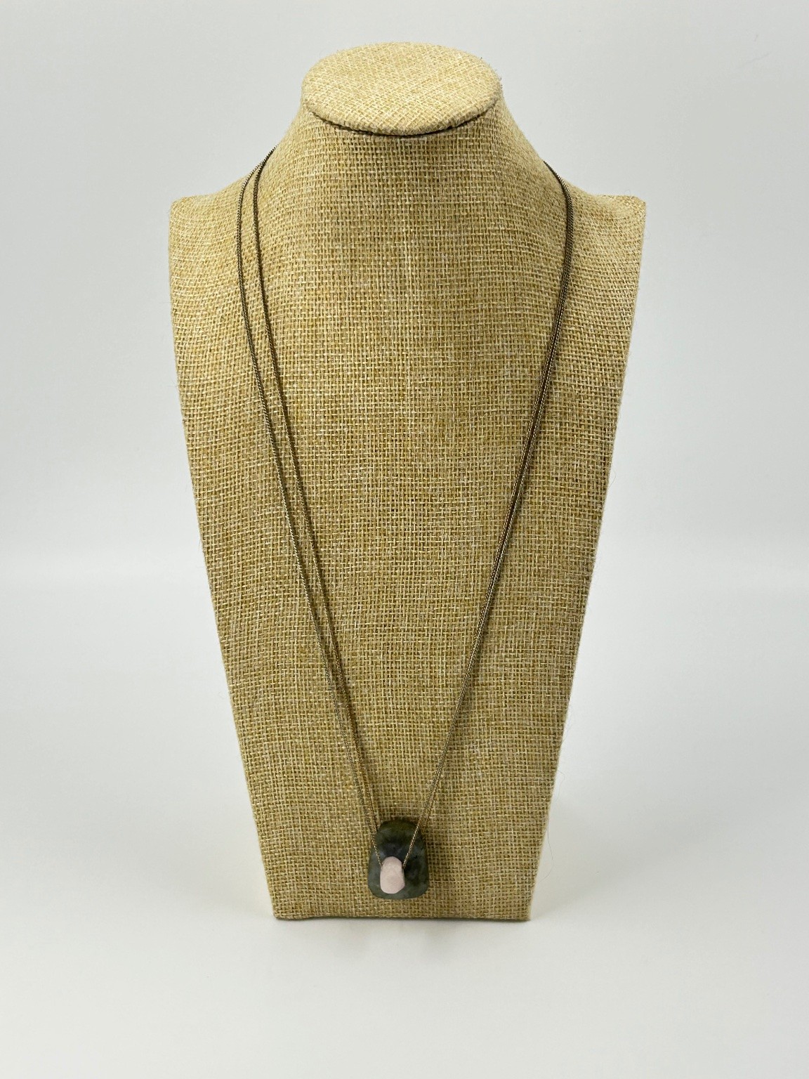 Natural Stone Pendant Necklace Labradorite Rose Quartz 24-27in Chain