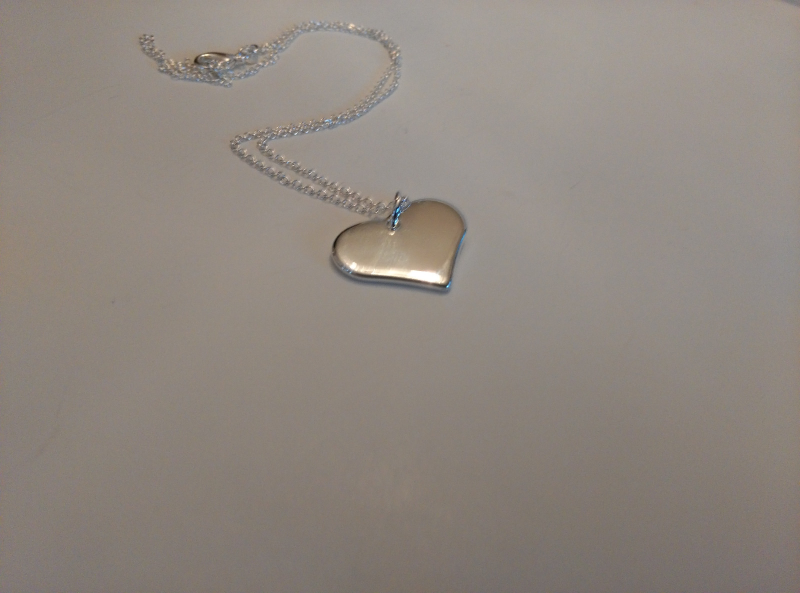 Lovely Solid Plain Heart Necklace in 925 Sterling Silver